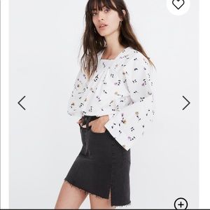 Madewell| Mini Jean Skirt Step Raw Hem Strech 28